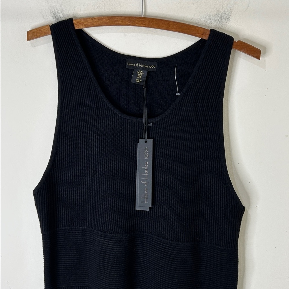 NWT House of Harlow 1960 Black Ribbed Knit Tank Dress Size XL - Picture 10 of 15